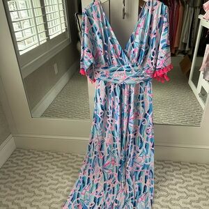 NWOT Parigi Lilly Pulitzer Blue Reel Nauti Maxi Dress
